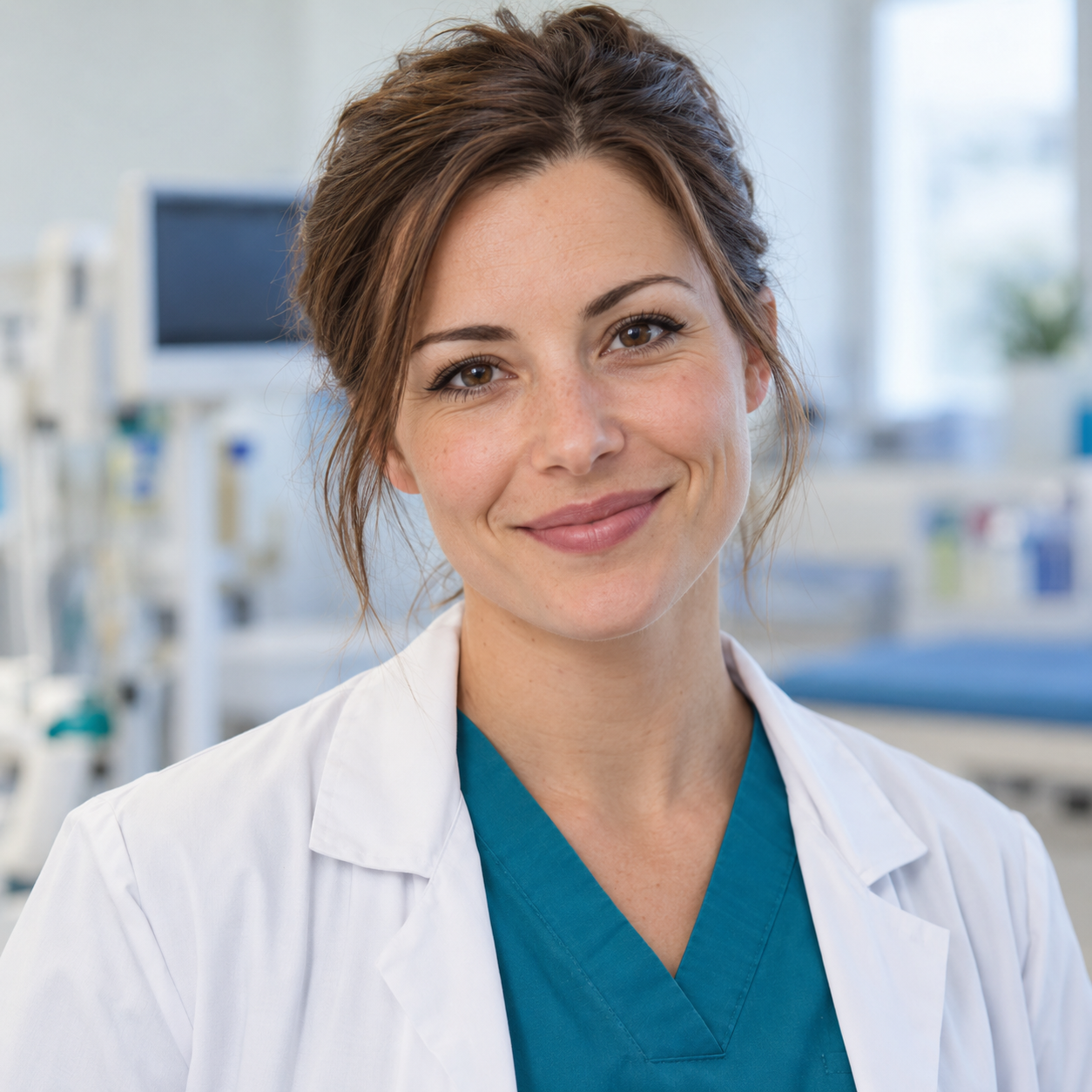 Professionnelle de santé en blouse blanche